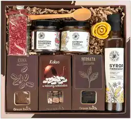 Green Touch Kosz prezentowy zestaw kawa herbata syrop konfitury czekolada w pudełku box