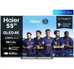 Haier H55S80GUX 55 QLED 4K 120Hz DLG Google TV Dolby Audio HDMI 2.1 DVB-T2 Telewizor QLED