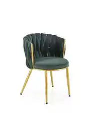 Halmar Krzesło glamour plecione oparcie K-517 Ciemnozielony