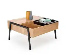 Halmar Stolik kawowy kwadratowy naturalny czarny mat 85 x 80 cm Podium