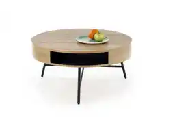 Halmar Stolik kawowy okrągły dąb złoty czarny mat 80 cm Camila