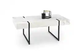 Halmar Stolik kawowy prostokątny biały marmur czarny mat 110 x 60 cm Blanca