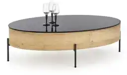Halmar Stolik kawowy szklany czarny dąb złoty mat 120 x 60 cm Zenga