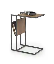 Halmar Stolik pomocniczy z gazetnikiem dąb złoty czarny mat 47 x 33 cm Compact