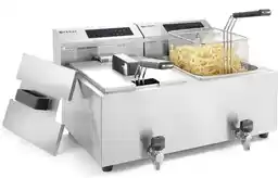 Hendi Frytownica dwukomorowa 2x8 L z kranem i panelem cyfrowym Profi Line 7000 W