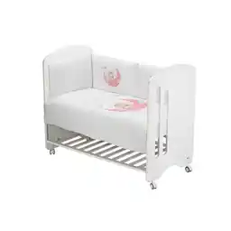 Interbaby Kołdra 100x135 poszwa i ochraniacz do łóżeczka 60x180 Śpiący Miś biała różowa
