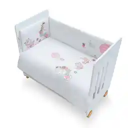 Interbaby Kołdra 100x135 poszwa i ochraniacz do łóżeczka 60x180 Zwierzęta biała różowa