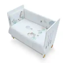 Interbaby Kołdra 100x135 poszwa i ochraniacz do łóżeczka 60x180 Żyrafa biała miętowa