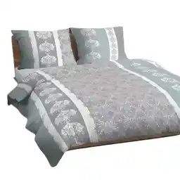 Karo Pościel bawełniana 140x200 Bawełna Max szara miętowa ornamenty