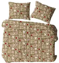Karo Pościel z kory 160x200 beżowa wielokolorowa serca kratka 827N 1271E Bielawa