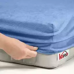 Karo prześcieradło frotte z gumką 160x220 niebieskie F30-160