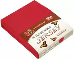 Karo prześcieradło jersey z gumką 180x200 czerwone grube P24-180 150g