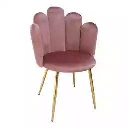 Krzesła muszelka różowe 44 złote nogi welur DC-1800