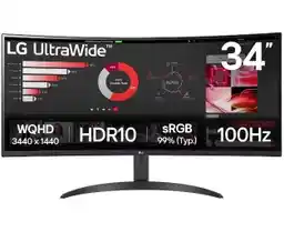 LG 34WR50QK-B 34 3K VA 100Hz 5ms Zakrzywiony Monitor LED