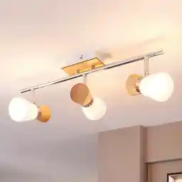 Lindby Vivica 3 Lampa Sufitowa White/Light Wood/Chrome 9620915
