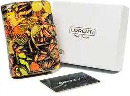 Lorenti Skórzany portfel damski w motyle 76115-13 kolorowy