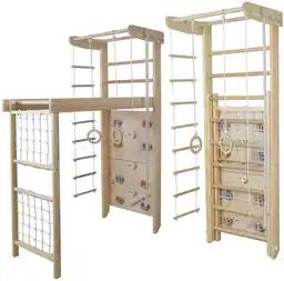 Małpiszon Drabinka gimnastyczna WINNER PLUS 225 cm z siatką, liną i kółkami drewno