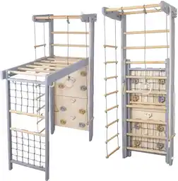 Małpiszon Drabinka gimnastyczna WINNER PLUS 225 cm z siatką, liną i kółkami szary