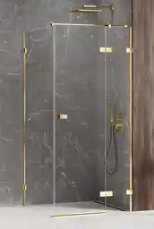 New Trendy Avexa Gold Shine kabina prysznicowa prostokątna 80x90x200 cm prawa przejrzysta EXK 1649