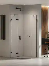 New Trendy Czarna kabina prysznicowa pięciokątna lewa 90x90 EXK-6290 Eventa Black Chrome