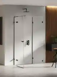 New Trendy Czarna kabina przyścienna z bocznym wejściem 90x90 EXK-6280 Eventa Black Chrome