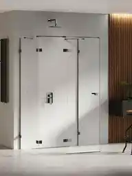 New Trendy Czarna przyścienna kabina prysznicowa lewa 90x90 EXK-6256 Eventa Black Chrome