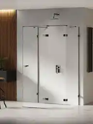 New Trendy Czarna przyścienna kabina prysznicowa prawa 90x100 EXK-6259 Eventa Black Chrome