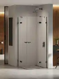 New Trendy Kabina prysznicowa podwójne drzwi uchylne 120x120 EXK-6229 Eventa Black Chrome