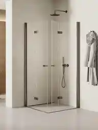 New Trendy Stalowa szczotkowana kabina prostokątna składana 90x70 K-2249 New Soleo Gunmetal Brushed