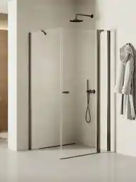 New Trendy Stalowa szczotkowana kabina prysznicowa prostokątna 100x80 K-2156 New Soleo Gunmetal Brushed