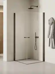 New Trendy Stalowa szczotkowana kabina prysznicowa prostokątna 80x90 K-2178 New Soleo Gunmetal Brushed