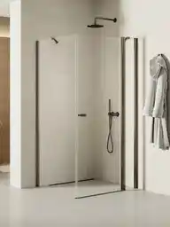 New Trendy Stalowa szczotkowana kabina prysznicowa prostokątna 90x80 K-2150 New Soleo Gunmetal Brushed