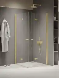 New Trendy Złota kabina prostokątna składana 90x80 K-1952 New Soleo Light Gold