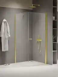 New Trendy Złota kabina prysznicowa kwadratowa 100x100 cm szkło 6 mm, wysokość 195 cm, wspornik skośny, model K-1848