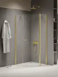 New Trendy Złota kabina prysznicowa pięciokątna 90x90 K-1664 New Soleo Light Gold