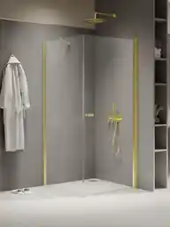 New Trendy Złota kabina prysznicowa prostokątna 100x90 K-1847 New Soleo Light Gold