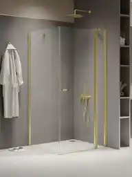 New Trendy kabina prysznicowa prostokątna 90x100 cm szkło 6 mm złota kolekcja Soleo Light Gold K-1854