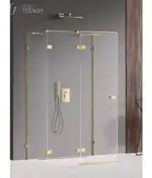 New Trendy Złota kabina prysznicowa przyścienna lewa 100x100 cm EXK-2109 Avexa Gold Shine