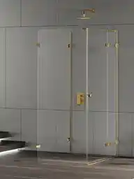 New Trendy Złota kabina przyścienna z bocznym wejściem 100x90 EXK-4827 Eventa Gold Shine