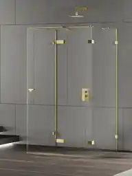 New Trendy Złota przyścienna kabina prysznicowa prawa 100x80 EXK-4805 Eventa Gold Shine