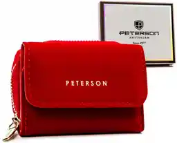 Peterson portfel damski PTN 011-WEI czerwony skóra ekologiczna, elegancki, z miejscem na karty i banknoty