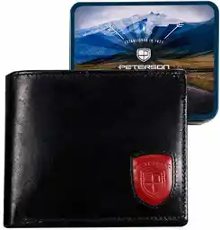 Peterson portfel męski ze skóry naturalnej czarny poziomy rfid 83110