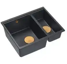 Quadron LOGAN 150 HCQL5646U8-C1 I Granitowy Black diamond/Miedziany Zlewozmywak prostokątny