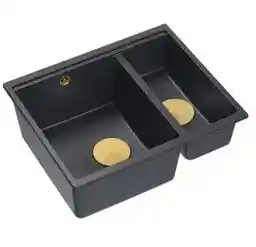 Quadron Logan 150 HCQL5646U8 G1 Zlewozmywak prostokątny granitowy Black Diamond złoty