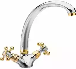 Reitano Rubinetteria bateria kuchenna retro chrom złoto 26,5 cm ANTEA