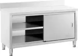 Royal Catering Stół roboczy z szafką - 150 x 60 cm - 600 kg - rant RCSSCB-150X60-E-B