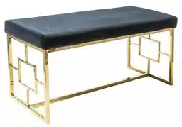 Signal Ławka czarna glamour NOIR AKSAMIT złota podstawa