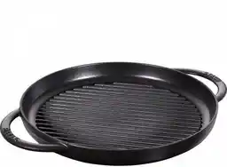 Staub Okrągła Patelnia żeliwna Grillowa Z Dwoma Uchwytami 30 Cm, Czarny 40511-521-0
