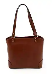 Vera Pelle Skórzana torebka na ramię z licowej skóry shopper vp033lr Brązowy