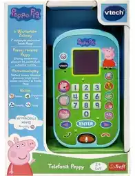 VTECH telefon interaktywny Peppa Pig Peppy 61805, edukacyjna zabawka dla dzieci, dźwięki, światła, funkcje głosowe